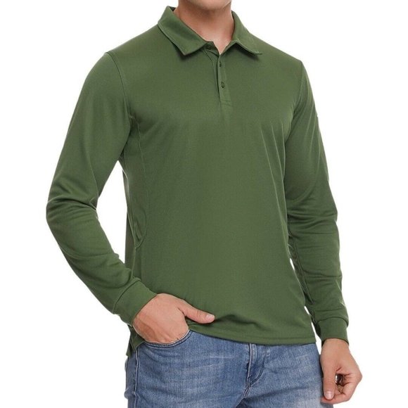 4/$25 Sykooria Performance Outdoor Quick Dry Golf Shirt Long Sleeve Men Size L - Picture 1 of 8